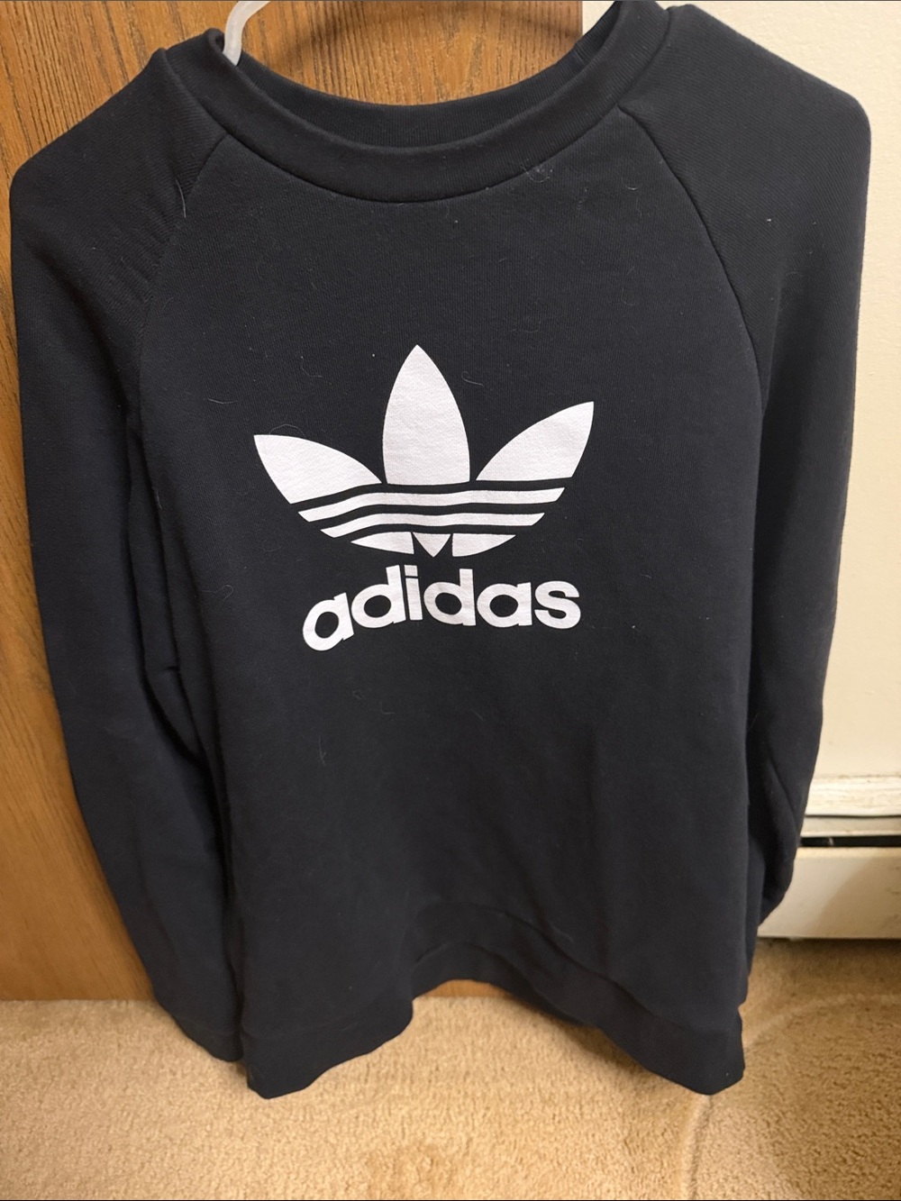 adidas Black Crewneck Sweatshirt with White Trefoil Logo